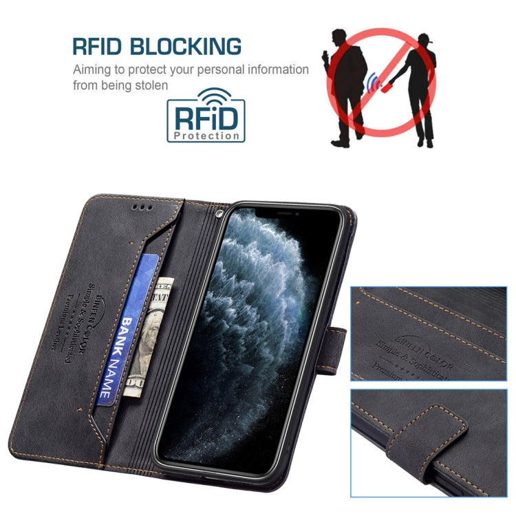 For iPhone 11 Pro Magnetic Clasp RFID Blocking Anti-Theft Leather Case with Holder & Card Slots & Wallet