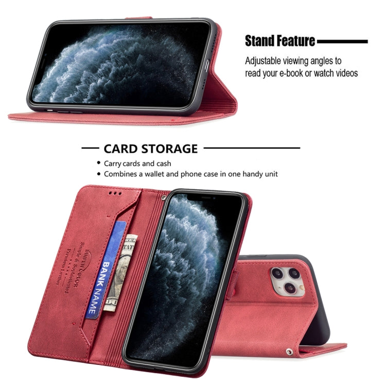 For iPhone 11 Pro Max Magnetic Clasp RFID Blocking Anti-Theft Leather Case with Holder & Card Slots & Wallet