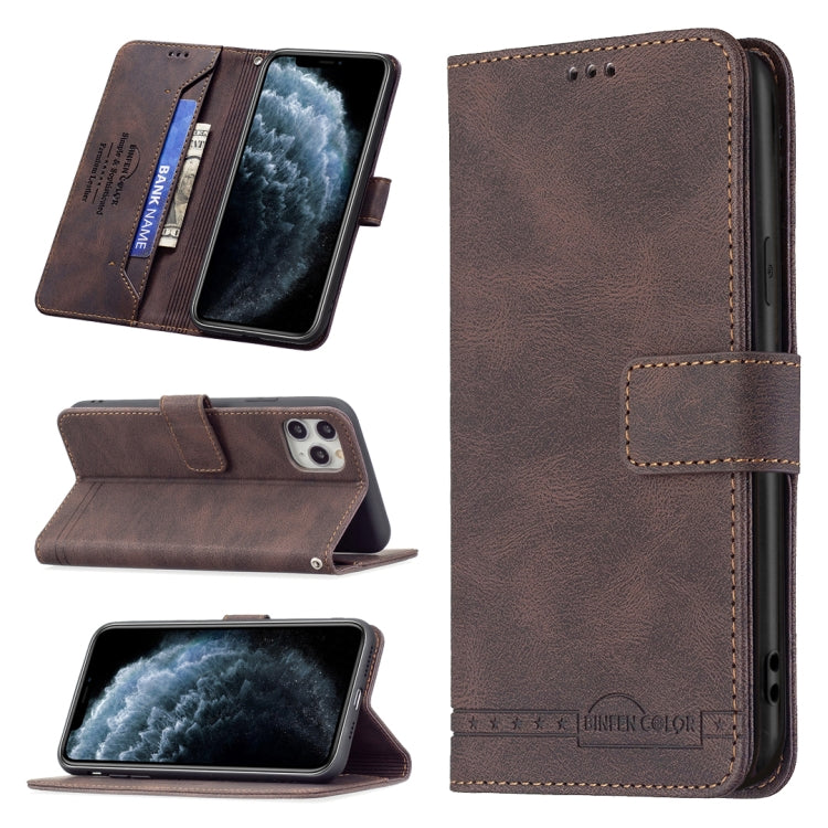 For iPhone 11 Pro Max Magnetic Clasp RFID Blocking Anti-Theft Leather Case with Holder & Card Slots & Wallet