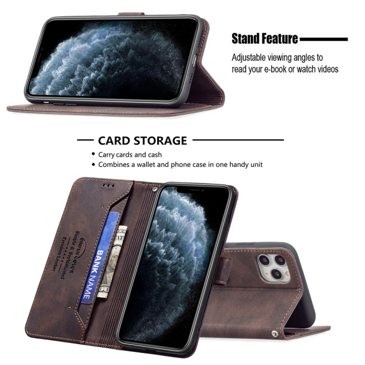 For iPhone 11 Pro Max Magnetic Clasp RFID Blocking Anti-Theft Leather Case with Holder & Card Slots & Wallet