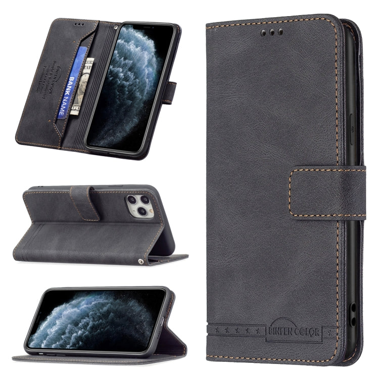 For iPhone 11 Pro Max Magnetic Clasp RFID Blocking Anti-Theft Leather Case with Holder & Card Slots & Wallet