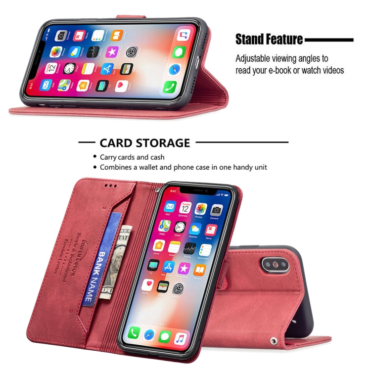 For iPhone X / XS Magnetic Clasp RFID Blocking Anti-Theft Leather Case with Holder & Card Slots & Wallet