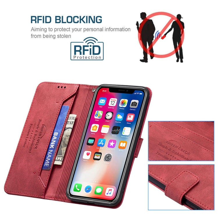 For iPhone X / XS Magnetic Clasp RFID Blocking Anti-Theft Leather Case with Holder & Card Slots & Wallet
