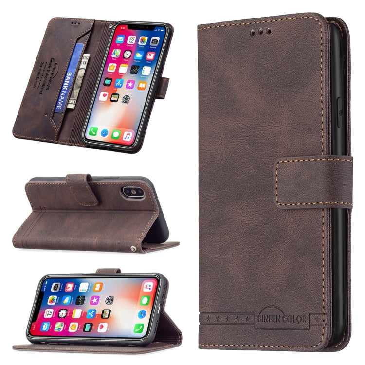 For iPhone X / XS Magnetic Clasp RFID Blocking Anti-Theft Leather Case with Holder & Card Slots & Wallet