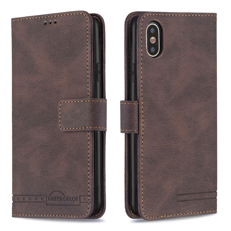 For iPhone X / XS Magnetic Clasp RFID Blocking Anti-Theft Leather Case with Holder & Card Slots & Wallet