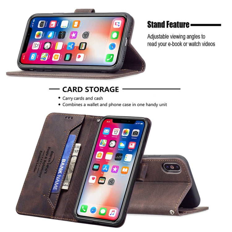 For iPhone X / XS Magnetic Clasp RFID Blocking Anti-Theft Leather Case with Holder & Card Slots & Wallet