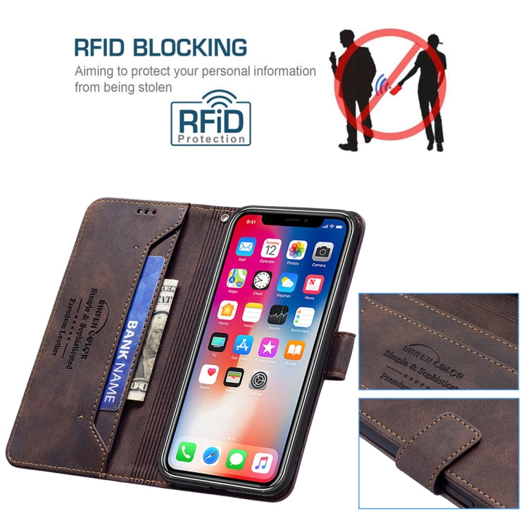 For iPhone X / XS Magnetic Clasp RFID Blocking Anti-Theft Leather Case with Holder & Card Slots & Wallet