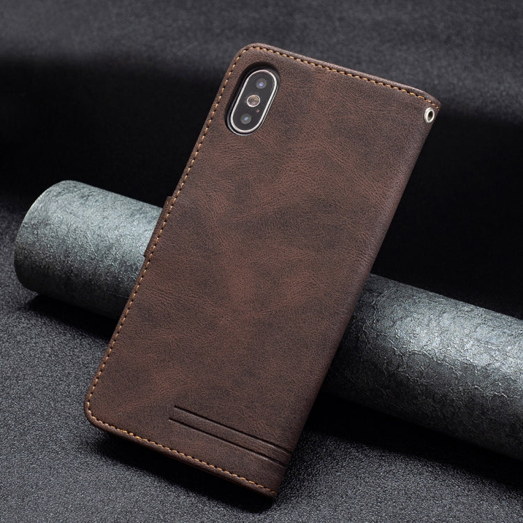 For iPhone X / XS Magnetic Clasp RFID Blocking Anti-Theft Leather Case with Holder & Card Slots & Wallet