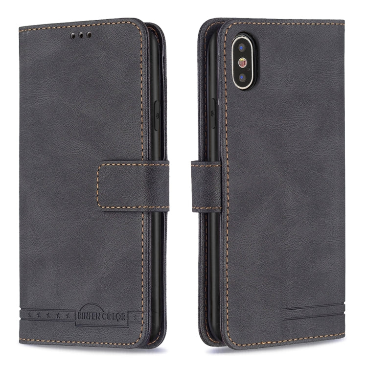 For iPhone X / XS Magnetic Clasp RFID Blocking Anti-Theft Leather Case with Holder & Card Slots & Wallet