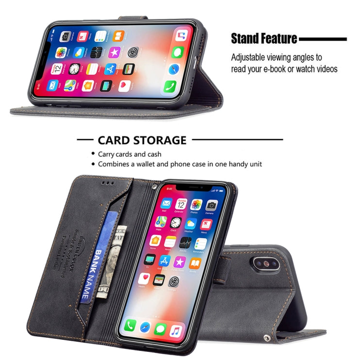 For iPhone X / XS Magnetic Clasp RFID Blocking Anti-Theft Leather Case with Holder & Card Slots & Wallet