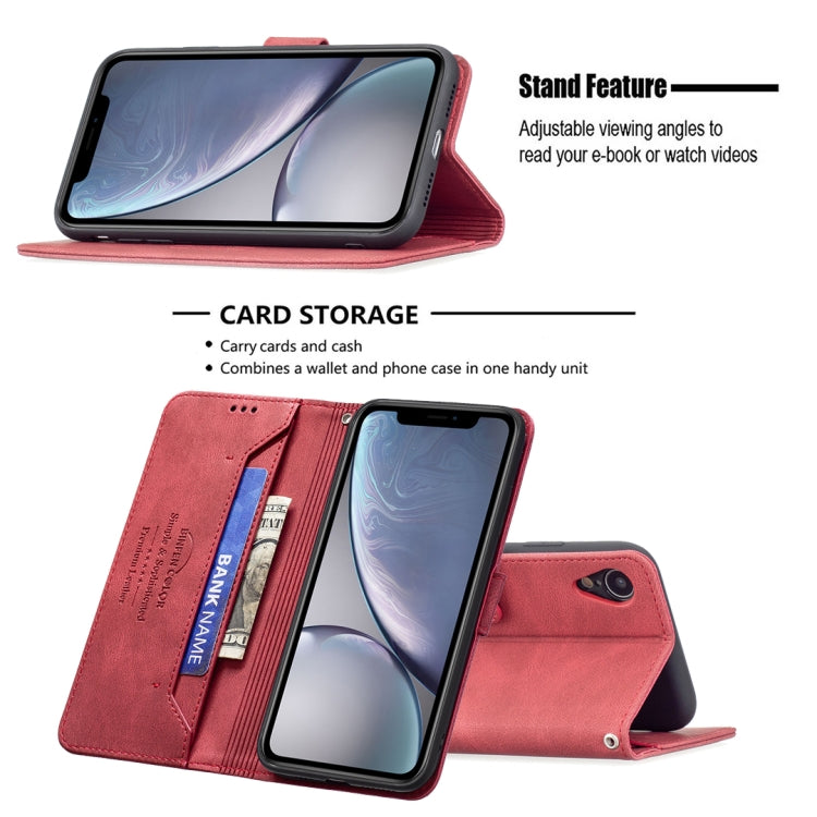 For iPhone XR Magnetic Clasp RFID Blocking Anti-Theft Leather Case with Holder & Card Slots & Wallet