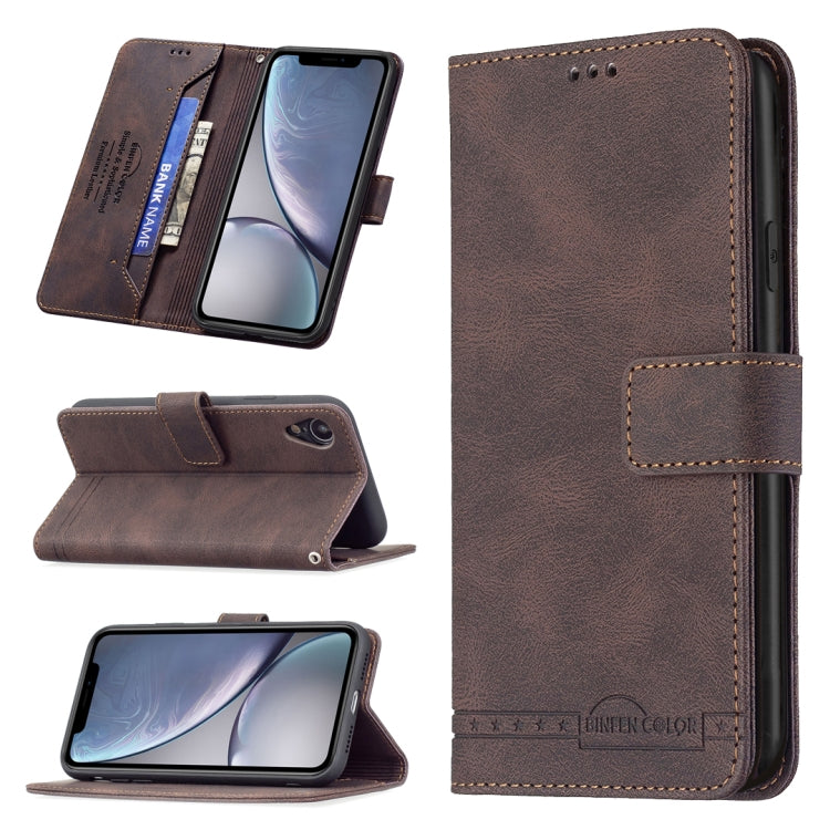 For iPhone XR Magnetic Clasp RFID Blocking Anti-Theft Leather Case with Holder & Card Slots & Wallet