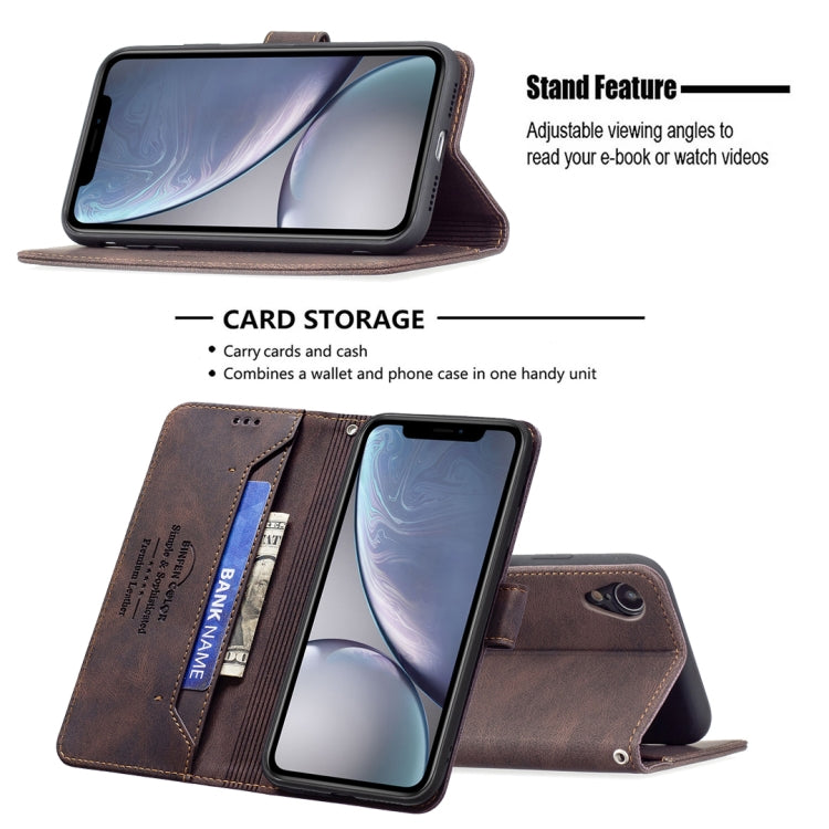 For iPhone XR Magnetic Clasp RFID Blocking Anti-Theft Leather Case with Holder & Card Slots & Wallet