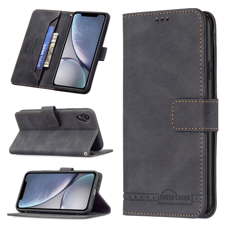 For iPhone XR Magnetic Clasp RFID Blocking Anti-Theft Leather Case with Holder & Card Slots & Wallet