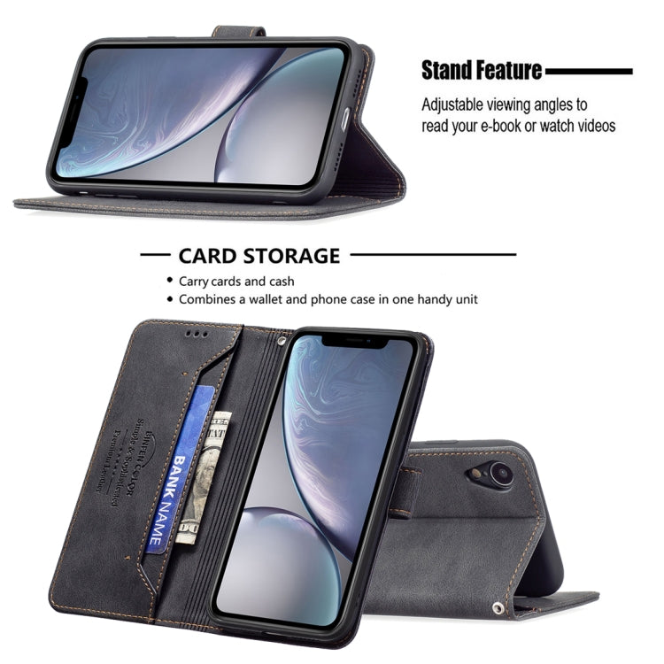 For iPhone XR Magnetic Clasp RFID Blocking Anti-Theft Leather Case with Holder & Card Slots & Wallet