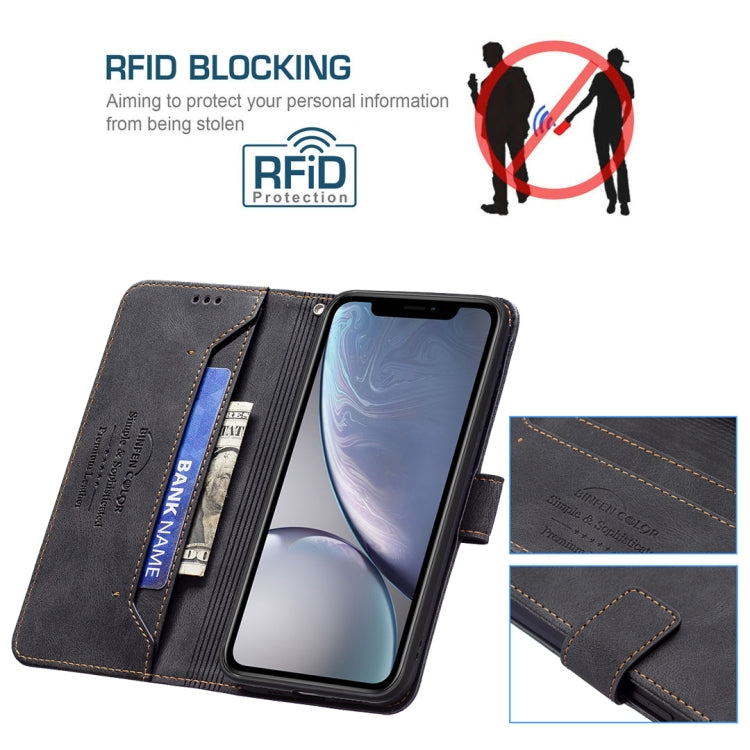 For iPhone XR Magnetic Clasp RFID Blocking Anti-Theft Leather Case with Holder & Card Slots & Wallet