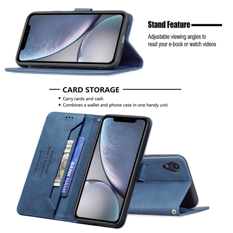 For iPhone XR Magnetic Clasp RFID Blocking Anti-Theft Leather Case with Holder & Card Slots & Wallet