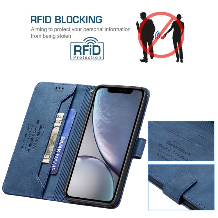 For iPhone XR Magnetic Clasp RFID Blocking Anti-Theft Leather Case with Holder & Card Slots & Wallet