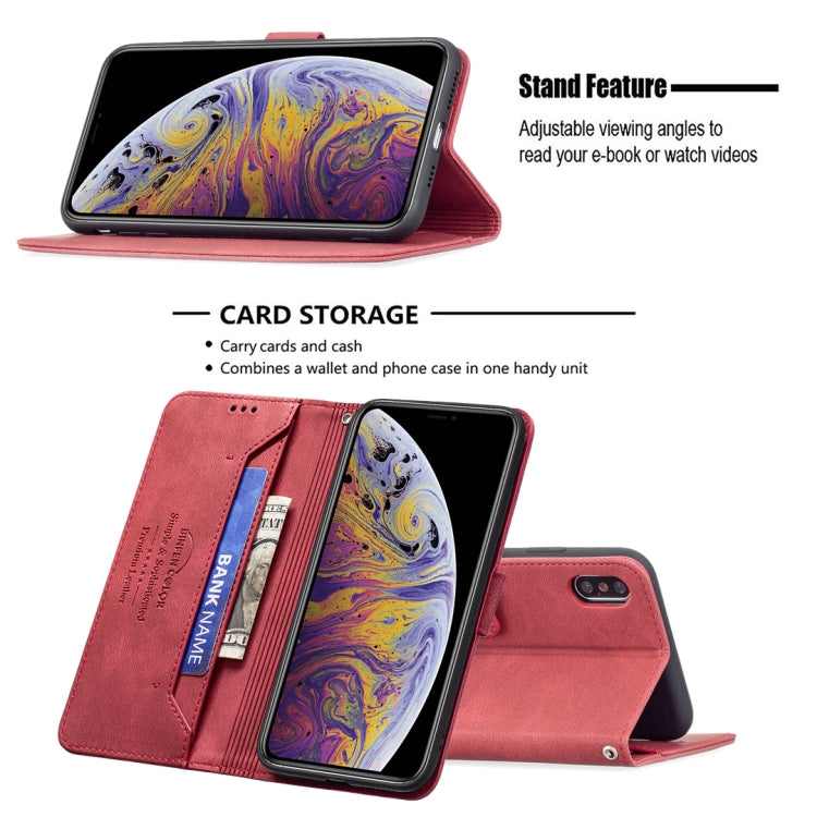 For iPhone XS Max Magnetic Clasp RFID Blocking Anti-Theft Leather Case with Holder & Card Slots & Wallet