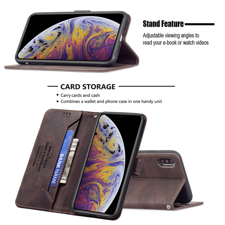 For iPhone XS Max Magnetic Clasp RFID Blocking Anti-Theft Leather Case with Holder & Card Slots & Wallet