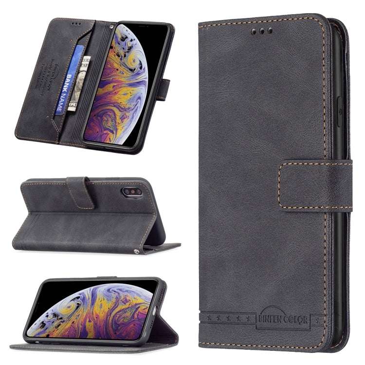 For iPhone XS Max Magnetic Clasp RFID Blocking Anti-Theft Leather Case with Holder & Card Slots & Wallet