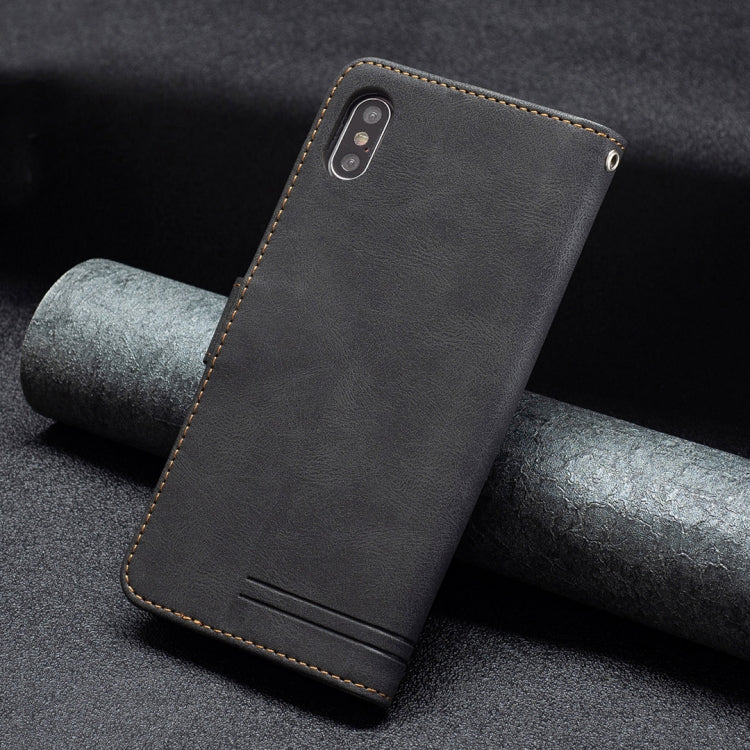For iPhone XS Max Magnetic Clasp RFID Blocking Anti-Theft Leather Case with Holder & Card Slots & Wallet