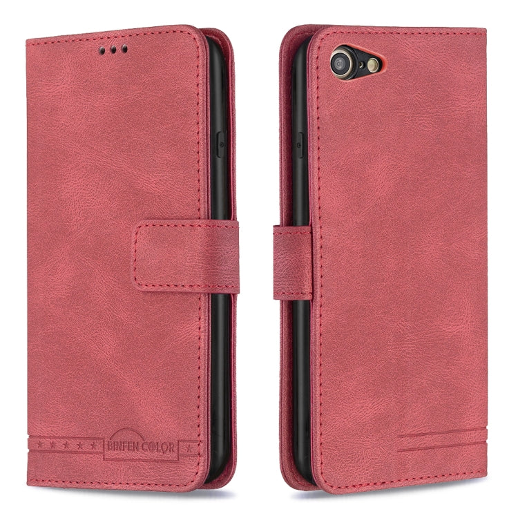 For iPhone SE 2022 / SE 2020 / 8 / 7 Magnetic Clasp RFID Blocking Anti-Theft Leather Case with Holder & Card Slots & Wallet