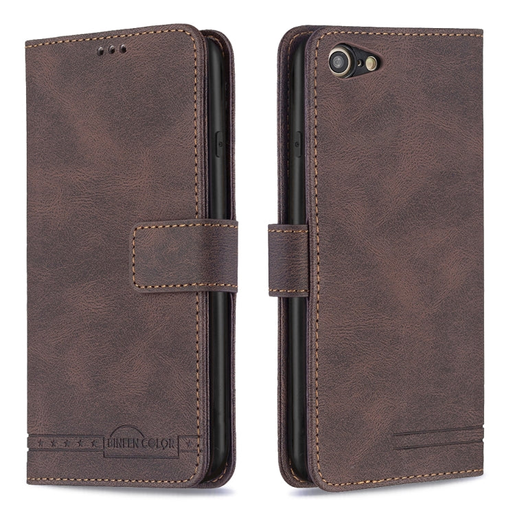 For iPhone SE 2022 / SE 2020 / 8 / 7 Magnetic Clasp RFID Blocking Anti-Theft Leather Case with Holder & Card Slots & Wallet