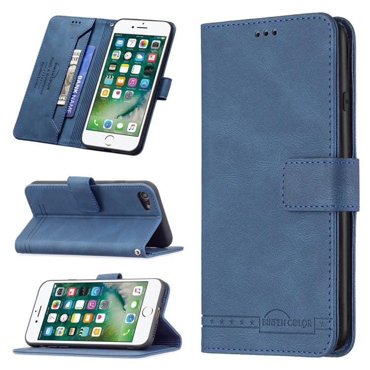 For iPhone SE 2022 / SE 2020 / 8 / 7 Magnetic Clasp RFID Blocking Anti-Theft Leather Case with Holder & Card Slots & Wallet