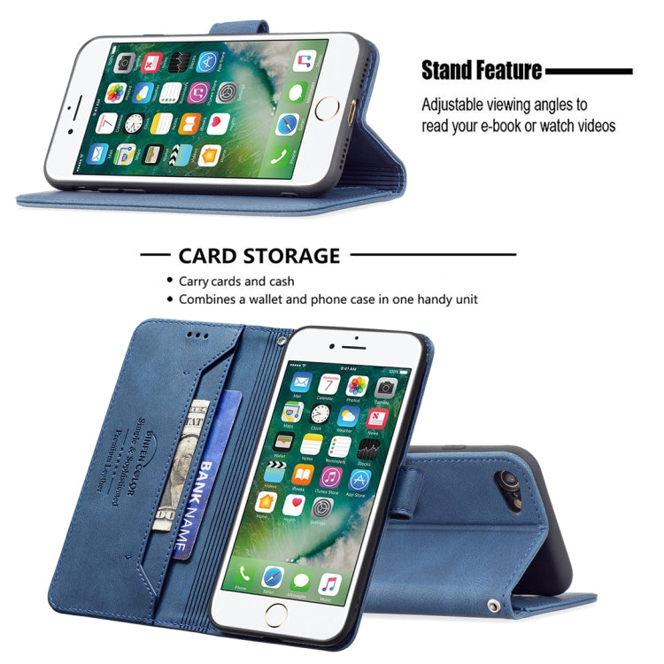 For iPhone SE 2022 / SE 2020 / 8 / 7 Magnetic Clasp RFID Blocking Anti-Theft Leather Case with Holder & Card Slots & Wallet