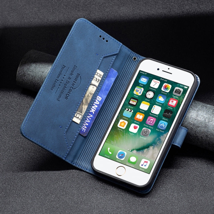 For iPhone SE 2022 / SE 2020 / 8 / 7 Magnetic Clasp RFID Blocking Anti-Theft Leather Case with Holder & Card Slots & Wallet