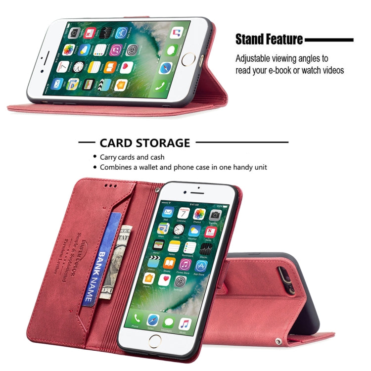 Magnetic Clasp RFID Blocking Anti-Theft Leather Case with Holder & Card Slots & Wallet For iPhone 7 Plus / 8 Plus
