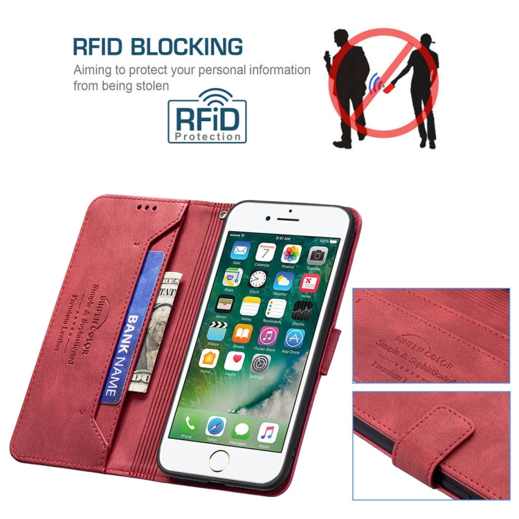 Magnetic Clasp RFID Blocking Anti-Theft Leather Case with Holder & Card Slots & Wallet For iPhone 7 Plus / 8 Plus