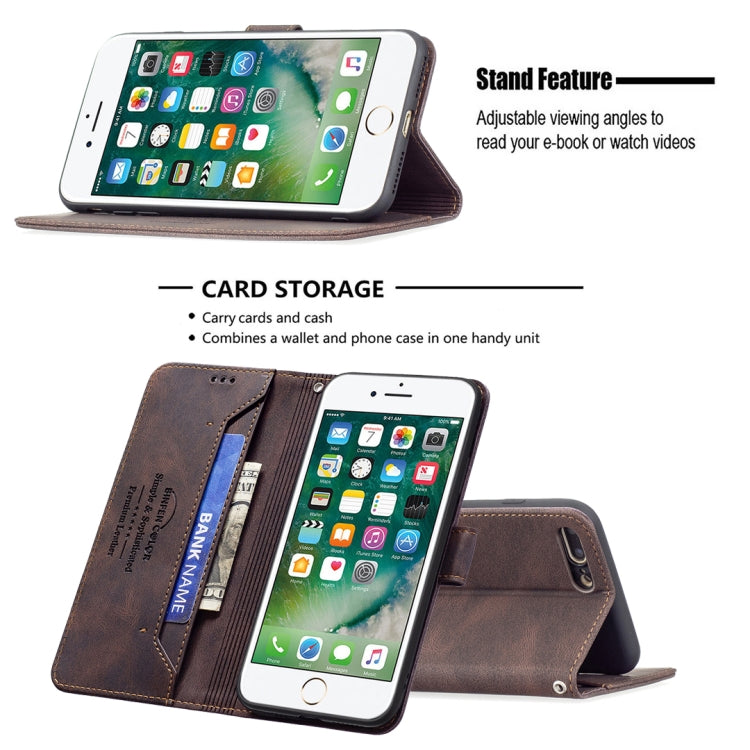 Magnetic Clasp RFID Blocking Anti-Theft Leather Case with Holder & Card Slots & Wallet For iPhone 7 Plus / 8 Plus