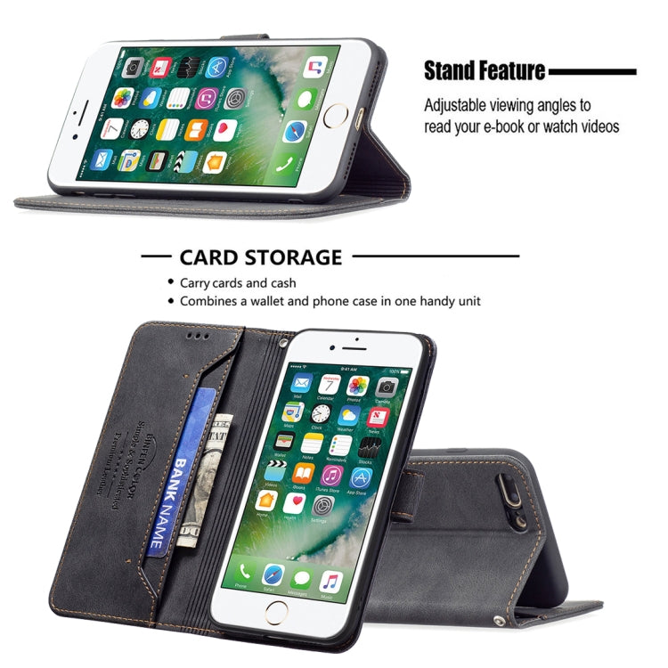 Magnetic Clasp RFID Blocking Anti-Theft Leather Case with Holder & Card Slots & Wallet For iPhone 7 Plus / 8 Plus