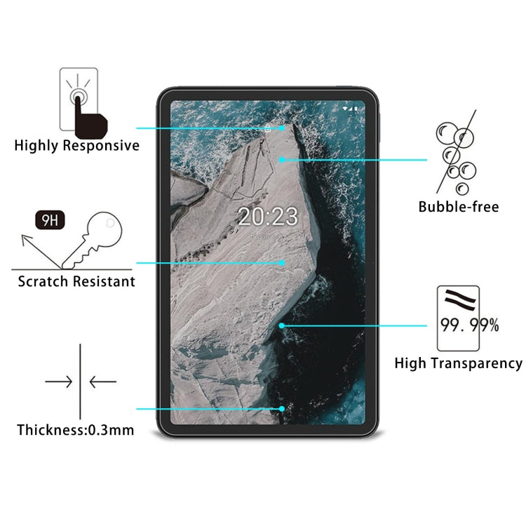 For Nokia T20 / T21 2pcs 9H 2.5D Explosion-proof Tempered Tablet Glass Film