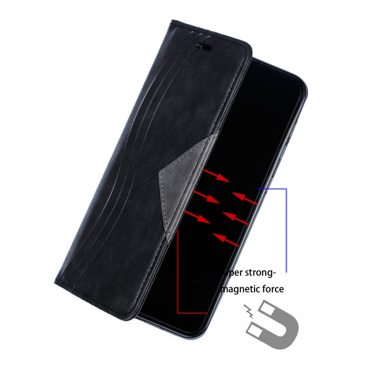 For Galaxy A10 Splicing Color Magnetic Hem Horizontal Flip Leather Case with Holder & Card Slots