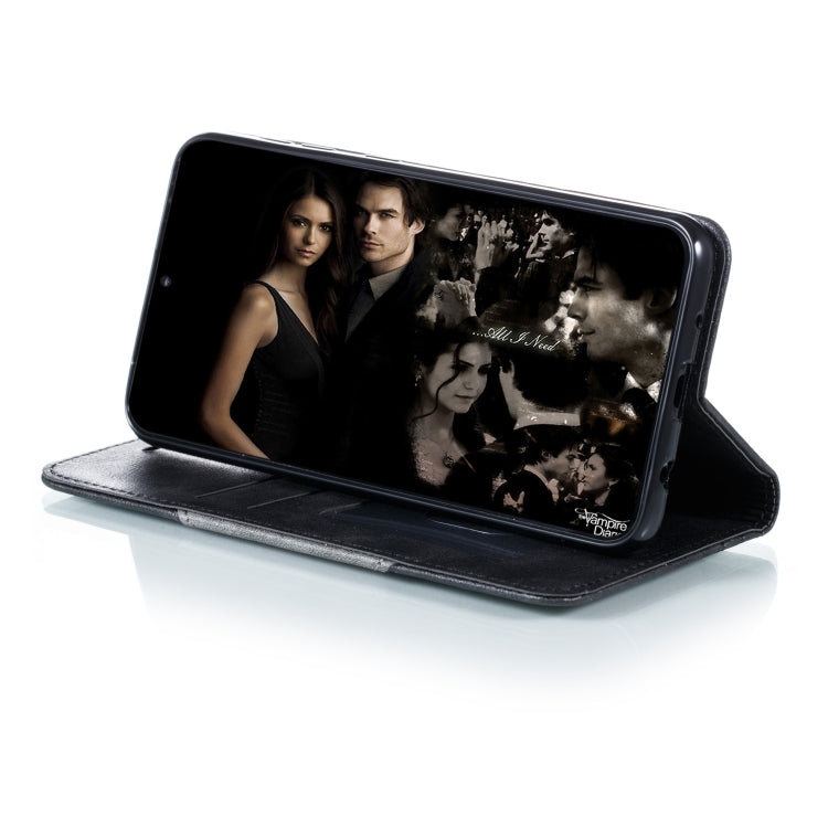 For Galaxy A10 Splicing Color Magnetic Hem Horizontal Flip Leather Case with Holder & Card Slots