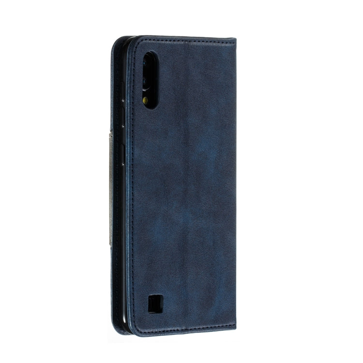 For Galaxy A10 Splicing Color Magnetic Hem Horizontal Flip Leather Case with Holder & Card Slots
