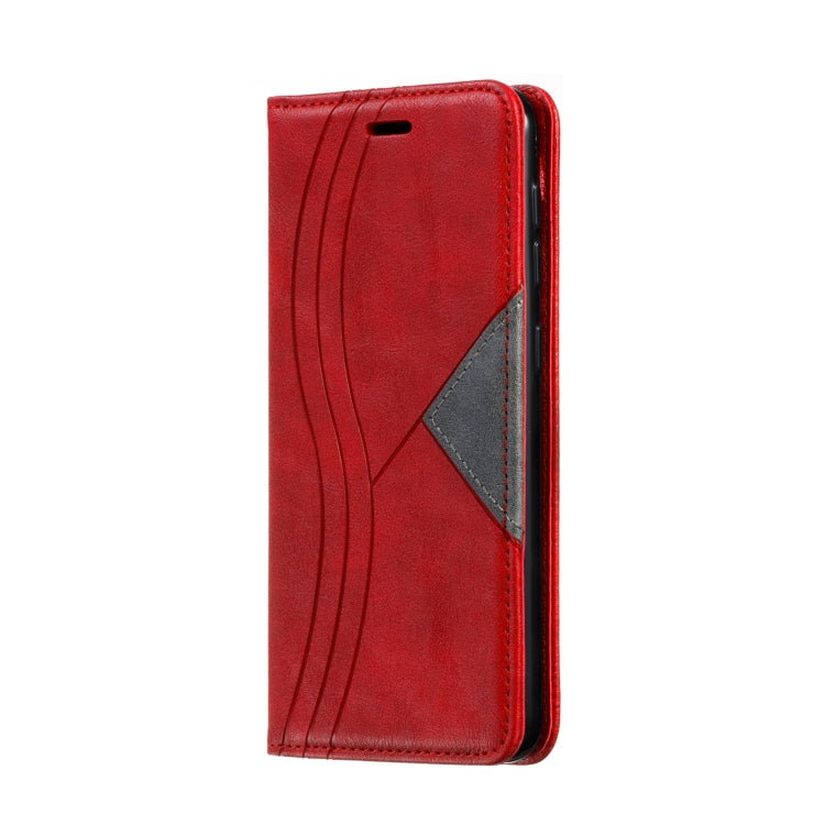 For Galaxy A10 Splicing Color Magnetic Hem Horizontal Flip Leather Case with Holder & Card Slots