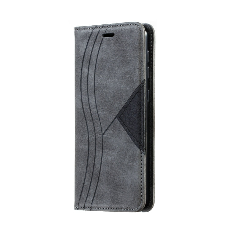 For Galaxy A10 Splicing Color Magnetic Hem Horizontal Flip Leather Case with Holder & Card Slots