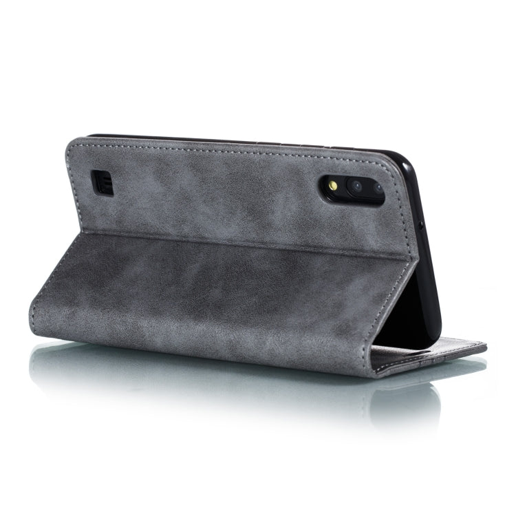 For Galaxy A10 Splicing Color Magnetic Hem Horizontal Flip Leather Case with Holder & Card Slots