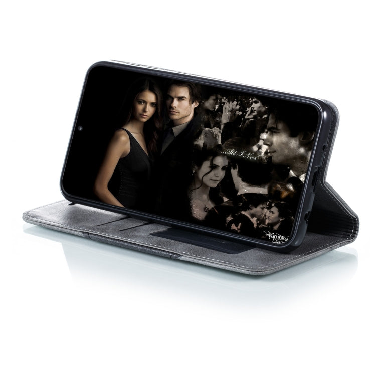 For Galaxy A10 Splicing Color Magnetic Hem Horizontal Flip Leather Case with Holder & Card Slots