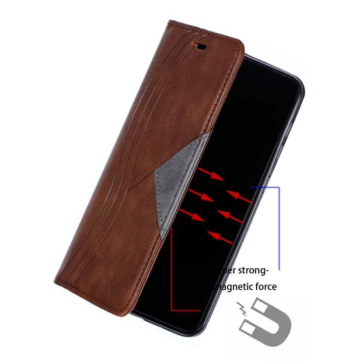 For Galaxy A10 Splicing Color Magnetic Hem Horizontal Flip Leather Case with Holder & Card Slots