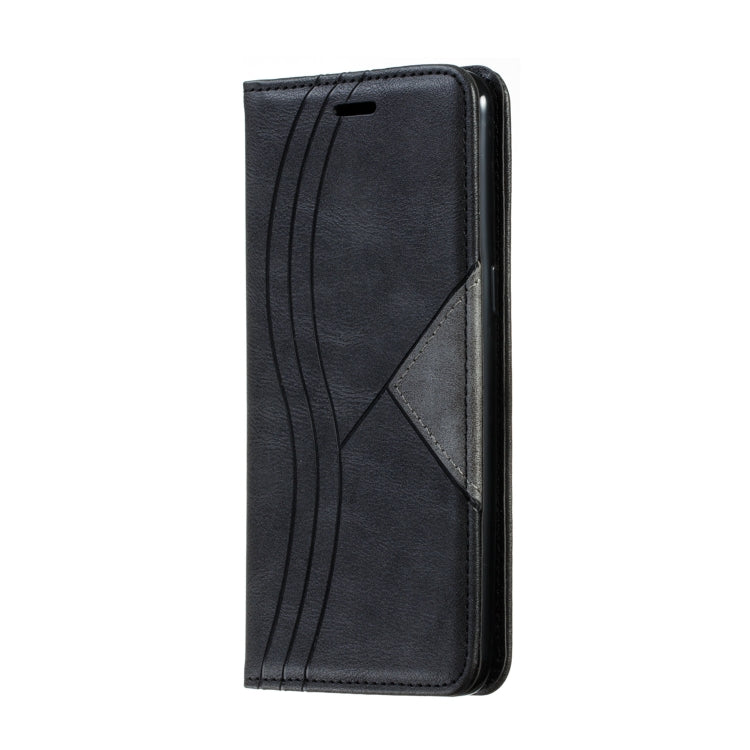 For Galaxy A10s Splicing Color Magnetic Hem Horizontal Flip Leather Case with Holder & Card Slots