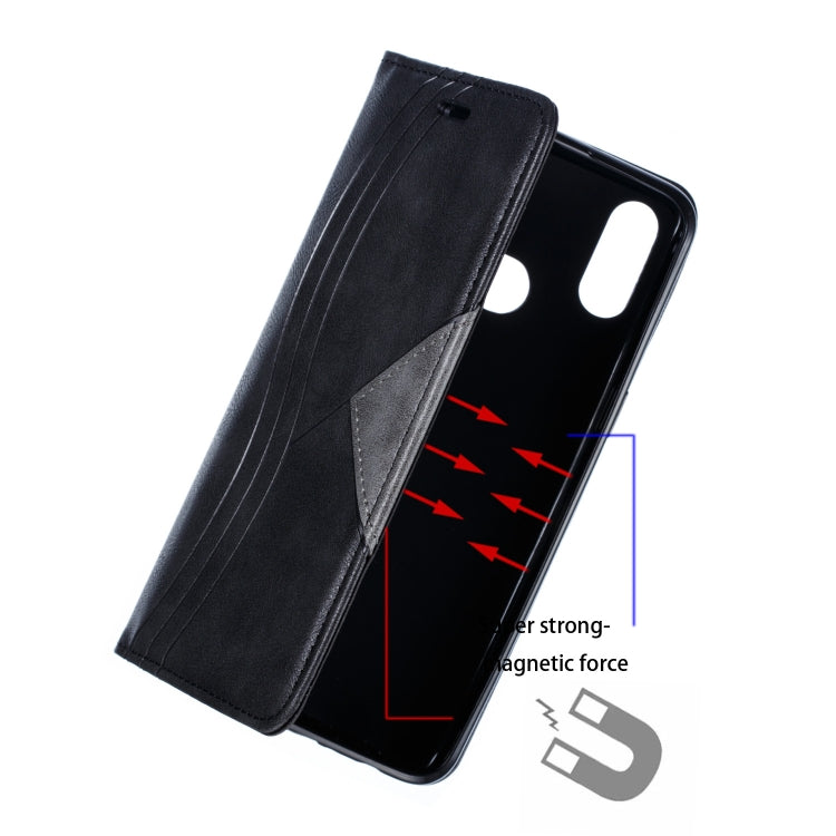 For Galaxy A10s Splicing Color Magnetic Hem Horizontal Flip Leather Case with Holder & Card Slots