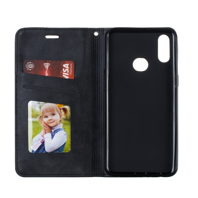 For Galaxy A10s Splicing Color Magnetic Hem Horizontal Flip Leather Case with Holder & Card Slots