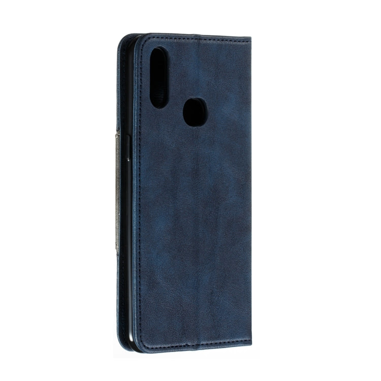 For Galaxy A10s Splicing Color Magnetic Hem Horizontal Flip Leather Case with Holder & Card Slots