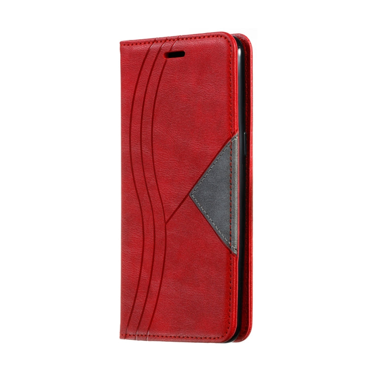 For Galaxy A10s Splicing Color Magnetic Hem Horizontal Flip Leather Case with Holder & Card Slots