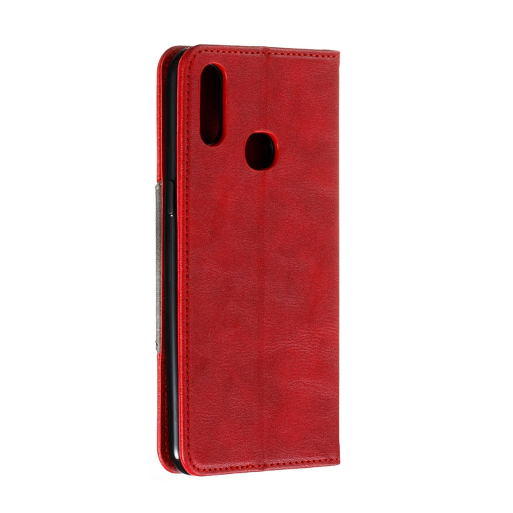For Galaxy A10s Splicing Color Magnetic Hem Horizontal Flip Leather Case with Holder & Card Slots